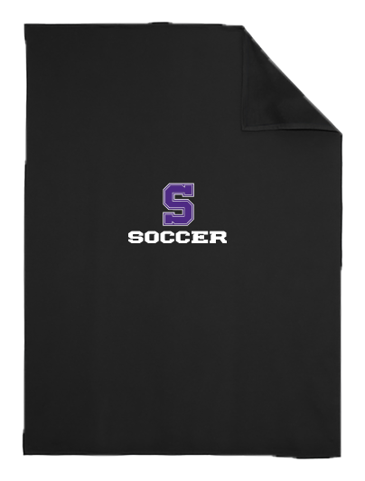 Oversized fleece blanket in Jet Black with the Sunset Soccer logo